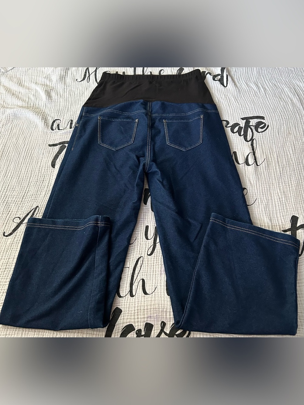 Time and Tru Blue Flare Maternity Jeans W/ Black Pull-On Waistband Size S (4-6)